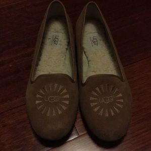 UGG Alloway Brown Sheepskin Shearling Flats 9